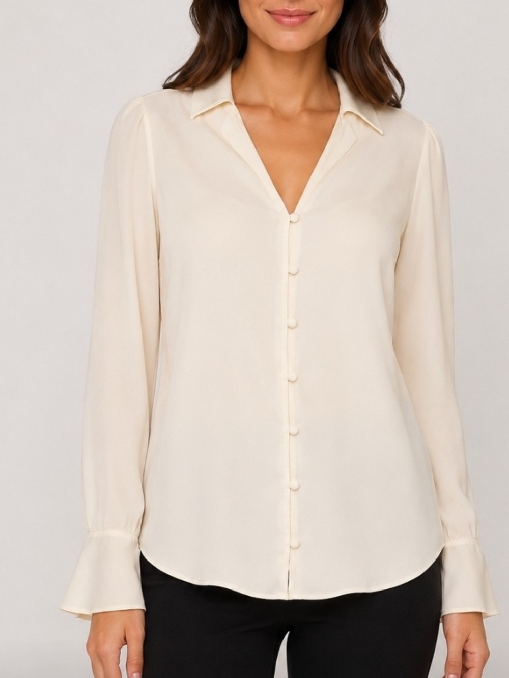 Halogen Nordstrom Blouse Button Up Arctic Wolf Color Size Large